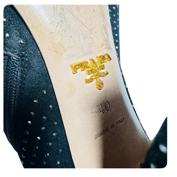 Prada Studded High Heel Ankle Boots in Black Suede Size 40 - Picture 9 of 12